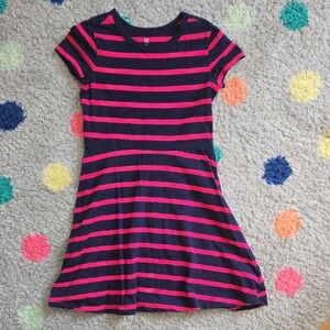 Girls Medium GAP Striped Dress Twirl Blue And Pink EUC